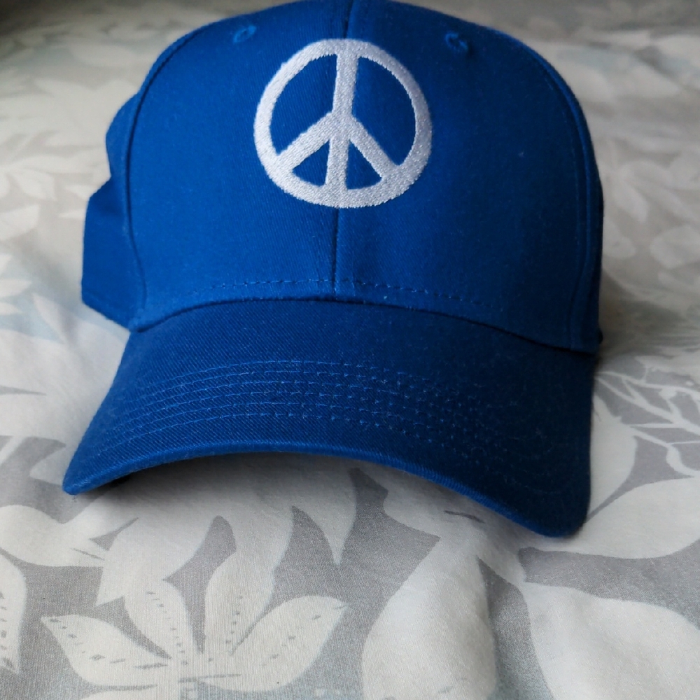 NWOT Blue Cap with Peace Symbol